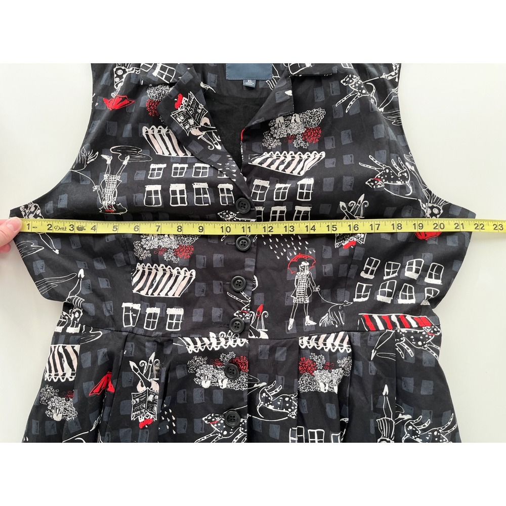 ModCloth Community Brunch‎ Belted Sleeveless Shirt Dress XL Black - Picture 10 of 13